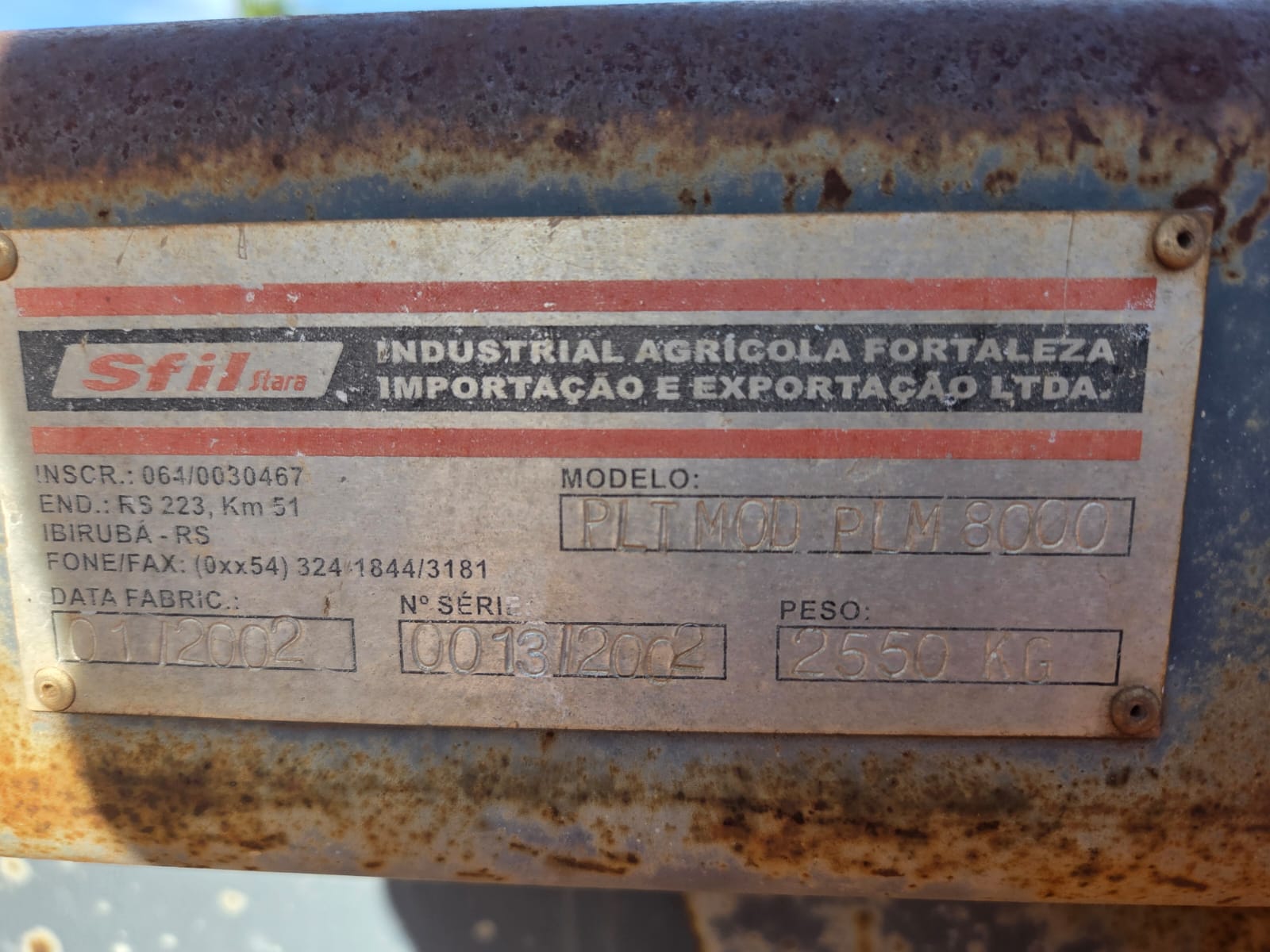 Plataforma Milho Sfil Stara PLM 8000 8 Linhas 2002
