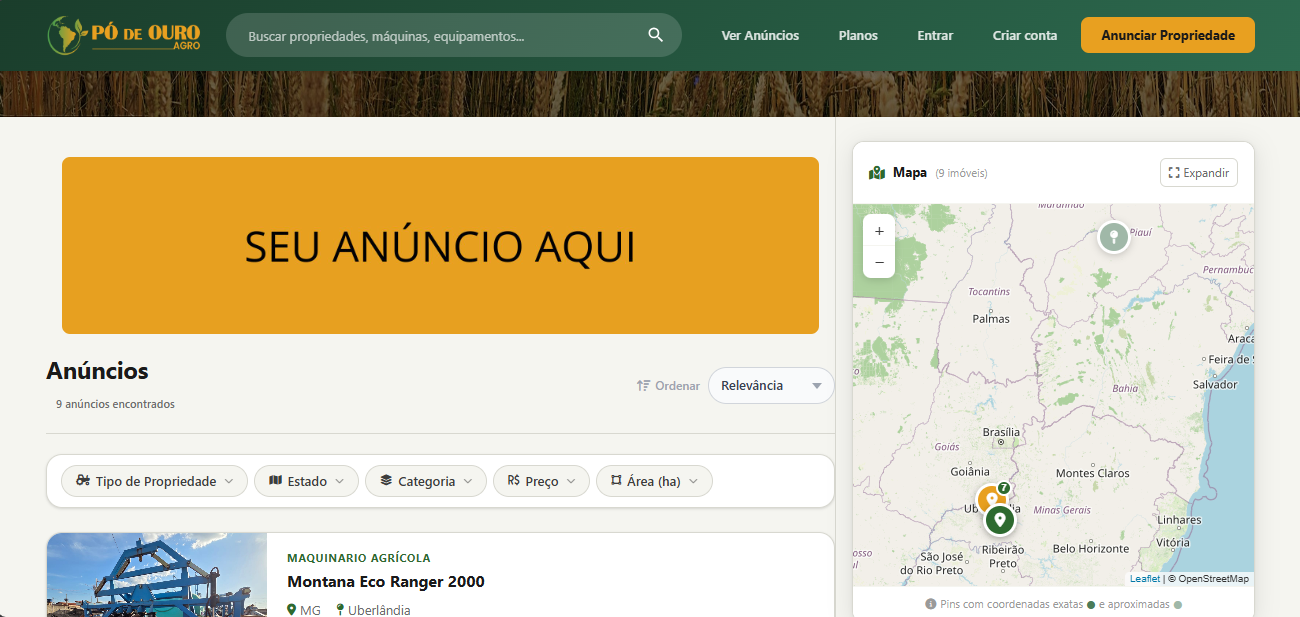 Acima dos Filtros da Busca